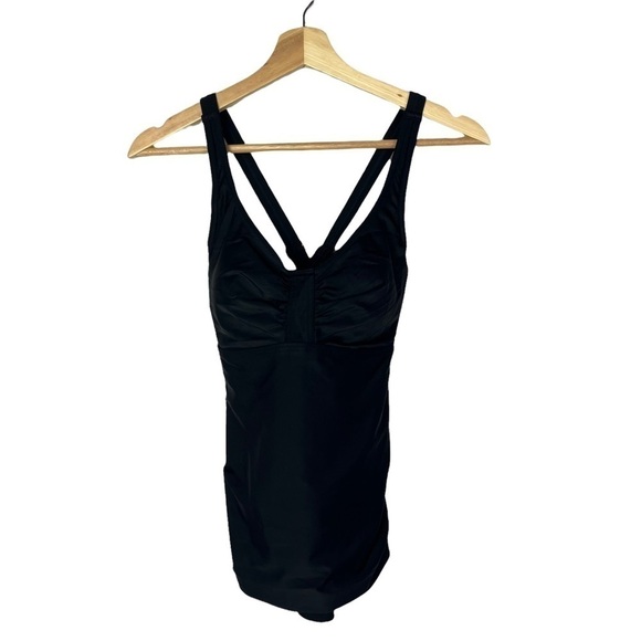 Prana Black Aelyn Ruched Side Adjustable Tankini Swim Top 34D - Picture 2 of 9